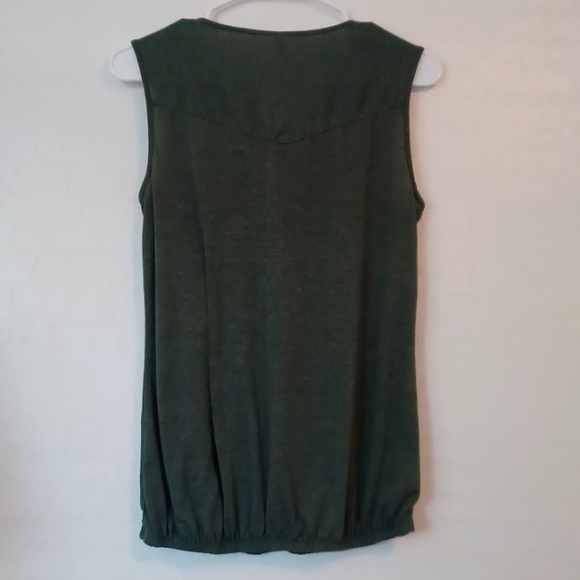 PerSeption Concept Forest Green Tank Top With Gold Zipper Womans Size Small - Picture 4 of 5